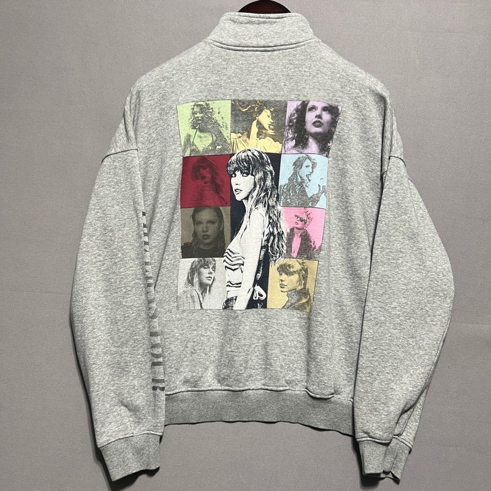 Taylor Swift The Eras Tour Gray Quarter Zip Pullover Sweatshirt Medium